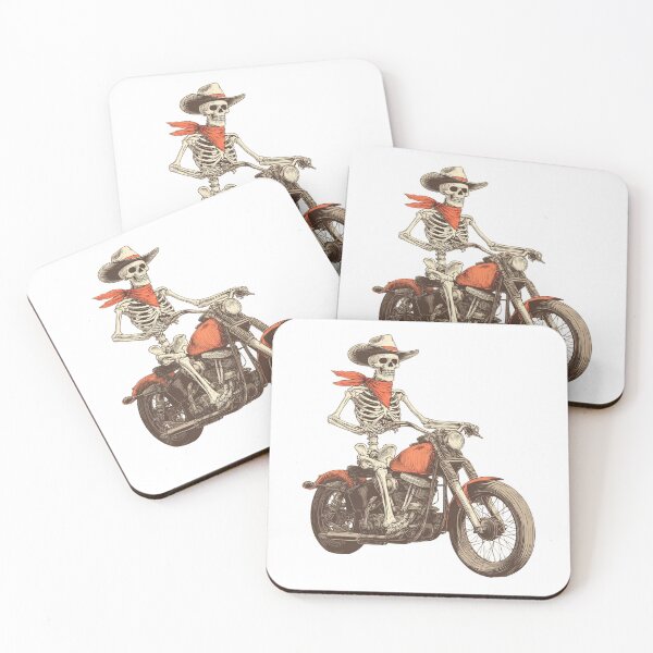 Item preview, Skeleton Cowboy Riding a Motorcycle designed and sold by MildyUnhinged.