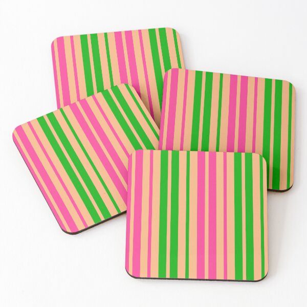 Item preview, Green Pink Stripes On Orange Pattern Design  designed and sold by PatternTitan.