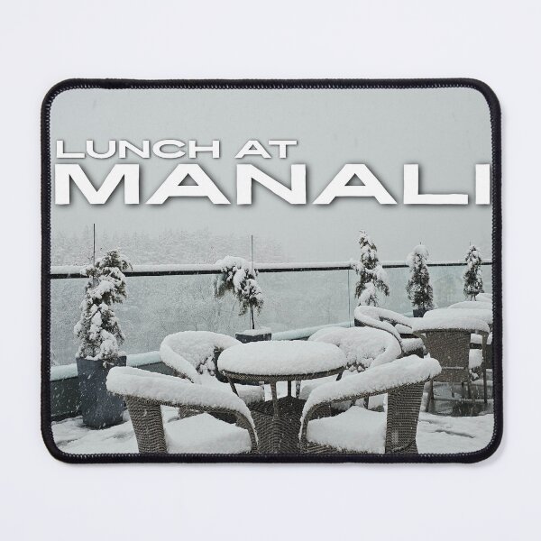 Item preview, Manali Snowy cozy lunch India Travel Poster Artwork designed and sold by Mesmerizetravel.