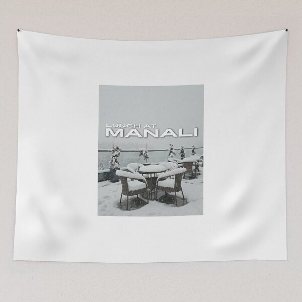 Item preview, Manali Snowy cozy lunch India Travel Poster Artwork designed and sold by Mesmerizetravel.
