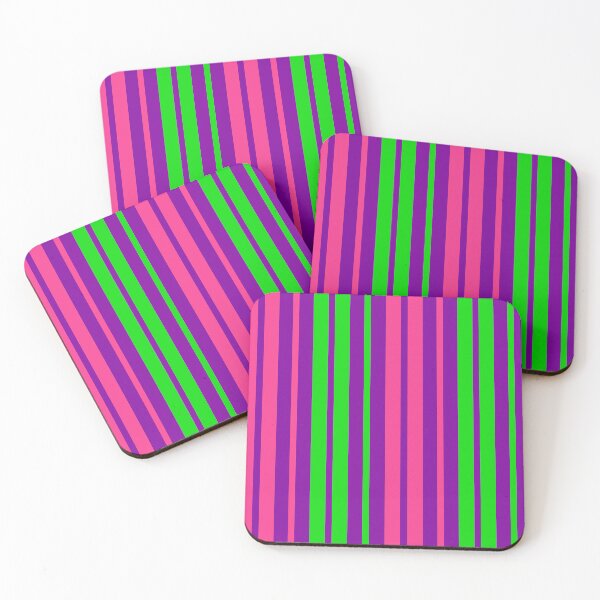 Item preview, Green Pink Stripes On Purple Pattern Design  designed and sold by PatternTitan.