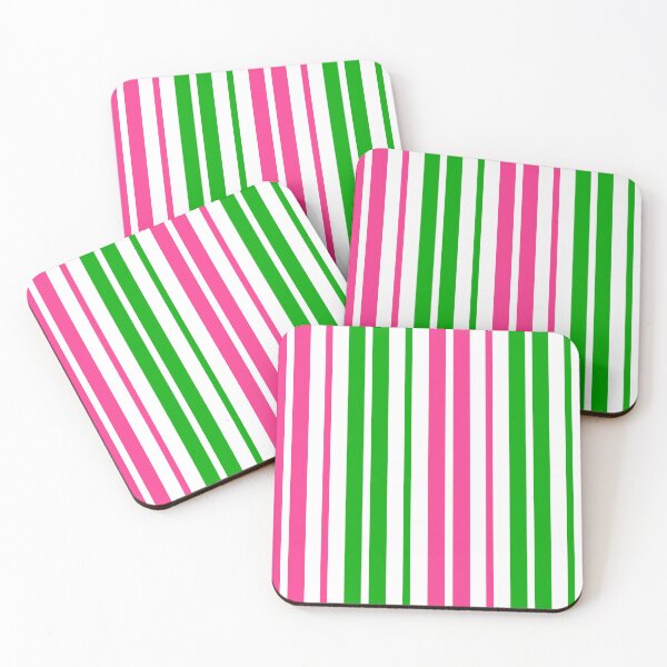 Item preview, Green Pink Stripes On White Pattern Design  designed and sold by PatternTitan.