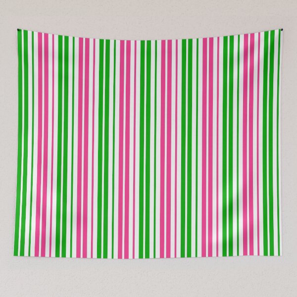 Item preview, Green Pink Stripes On White Pattern Design  designed and sold by PatternTitan.