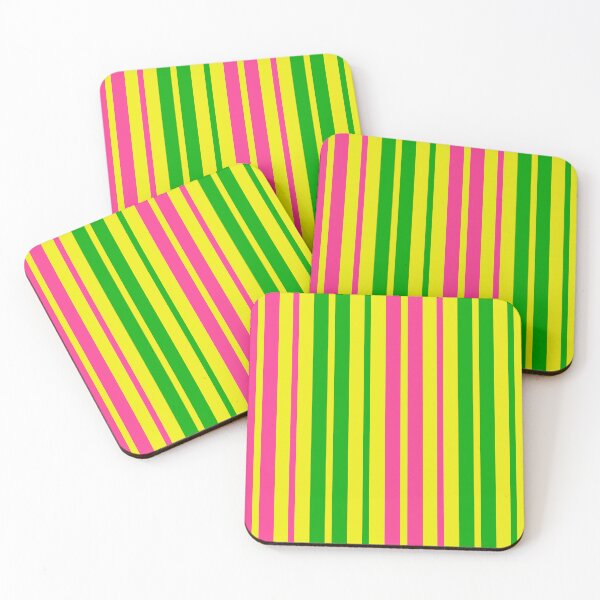 Item preview, Green Pink Stripes On Yellow Pattern Design  designed and sold by PatternTitan.
