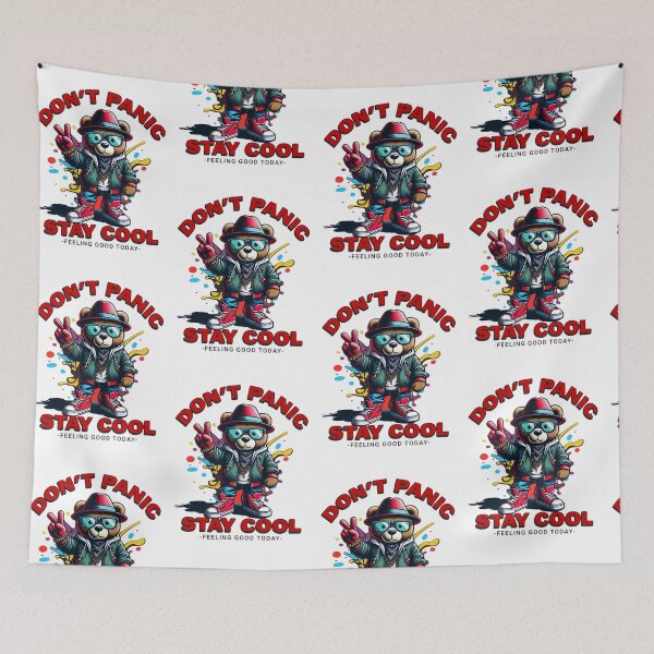 Item preview, Stay Cool Hip-Hop Teddy Bear with Don't Panic Quote designed and sold by HorizonStores.