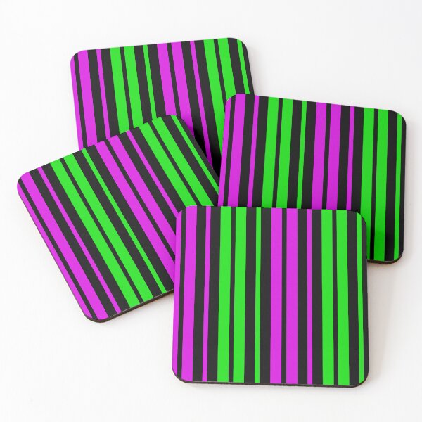 Item preview,  Green Purple Stripes On Black Pattern Design  designed and sold by PatternTitan.