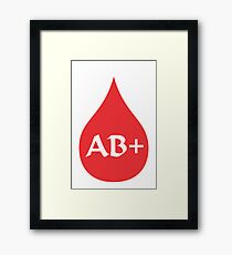 Blood Type AB+ (white/red) Framed Print