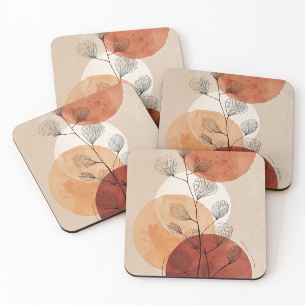 Item preview, Abstract Botanical Line Art with Warm Earth Tones – Minimalist Floral Print designed and sold by Flair-Fashion.
