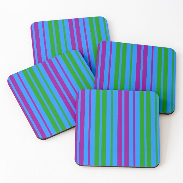 Item preview,  Green Purple Stripes On Blue Pattern Design  designed and sold by PatternTitan.