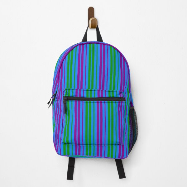 Item preview, Green Purple Stripes On Blue Pattern Design designed and sold by PatternTitan.