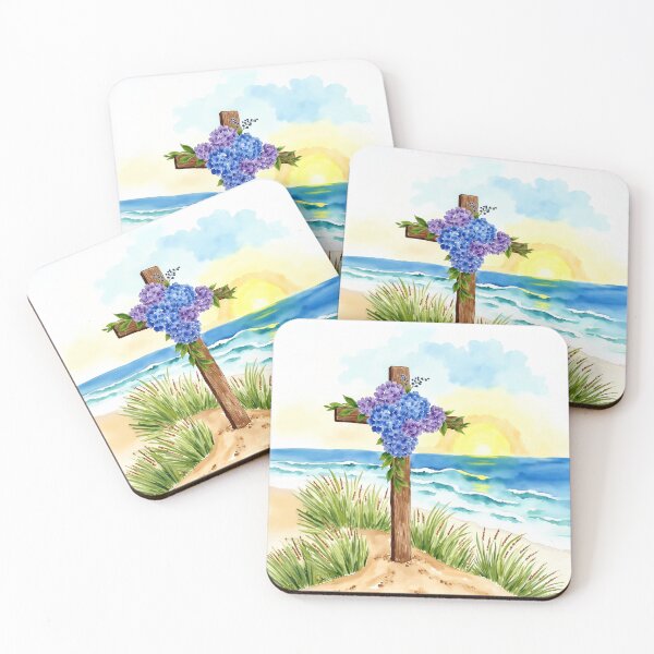 Item preview, Hydrangea Cross 2 Easter Beach Coastal Painting designed and sold by Magnolia Valley Art.