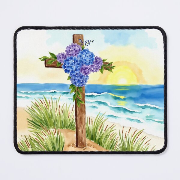 Item preview, Hydrangea Cross 2 Easter Beach Coastal Painting designed and sold by Magnolia Valley Art.
