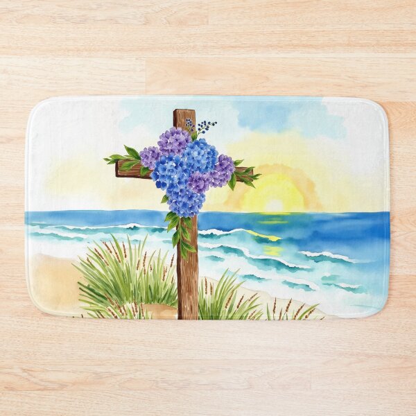 Item preview, Hydrangea Cross 2 Easter Beach Coastal Painting designed and sold by Magnolia Valley Art.