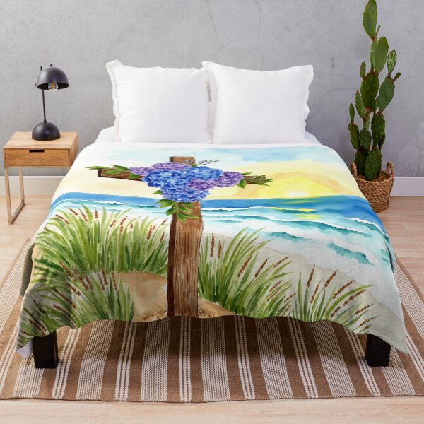 Item preview, Hydrangea Cross 2 Easter Beach Coastal Painting designed and sold by Magnolia Valley Art.