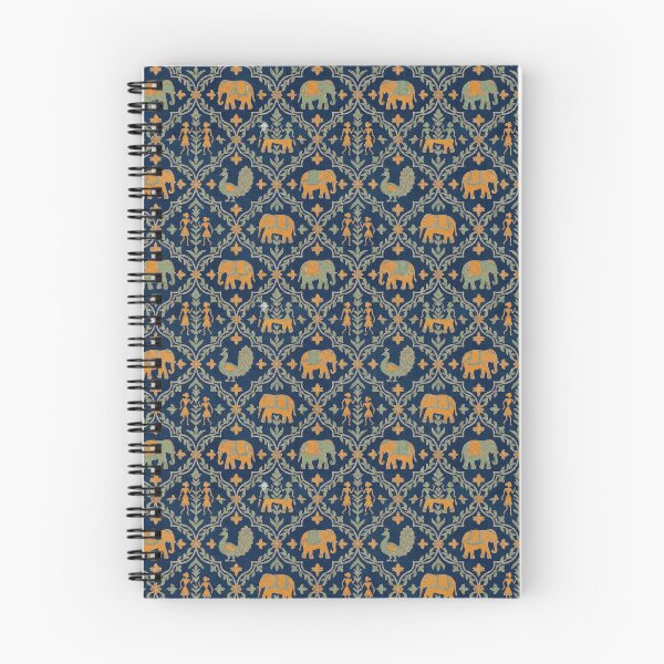 Item preview, Luxe Sanganeri Lotus Brass Seamless Pattern - Charcoal & Madder Red Gold designed and sold by IndoPatterns.