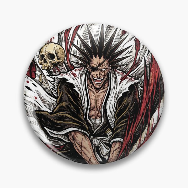Item preview, One Eyed Sword Demon Scarred Captain Wild Black Hair Gigantic Zanpakuto Nozarashi Bankai Berserker Reaper Fan Art Portrait Illustration Poster T-Shirt Sticker Print Gift designed and sold by Senpaiwaves.