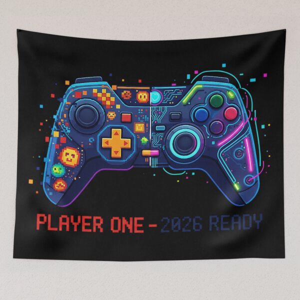 Item preview, Player One 2026 Ready Gamer Design – Retro 8-Bit Pixel Art Gaming Controller, Neon Cyberpunk Gamer Gift for New Year 2026 designed and sold by FUIRY .