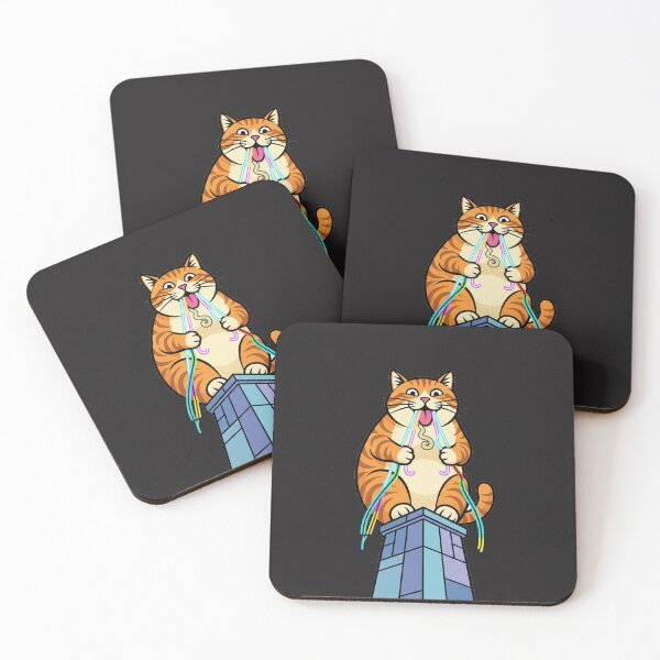 Item preview, Funny Tech Humor Giant Orange Tabby Eating Rainbow Fiber Optics – Kawaii Cartoon Art | Silly Whimsical Design designed and sold by Thaivi Design.