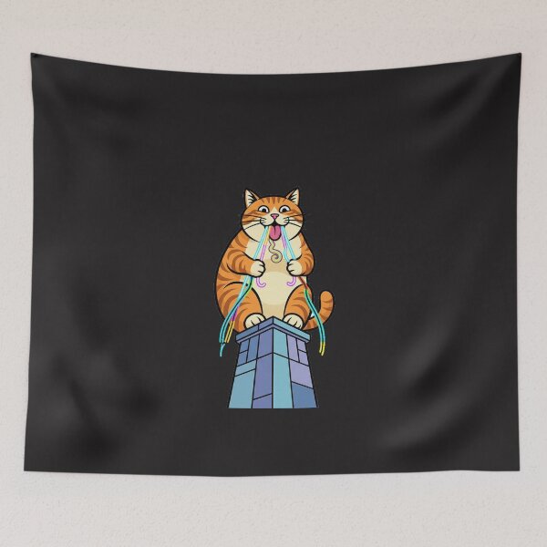 Item preview, Funny Tech Humor Giant Orange Tabby Eating Rainbow Fiber Optics – Kawaii Cartoon Art | Silly Whimsical Design designed and sold by Thaivi Design.