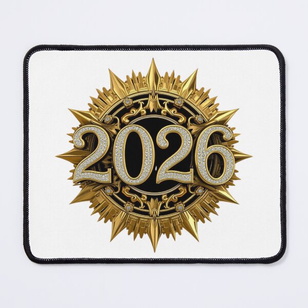 Item preview, Luxury 3D Gold 2026 New Year Diamond Filigree Emblem designed and sold by sa-prints.