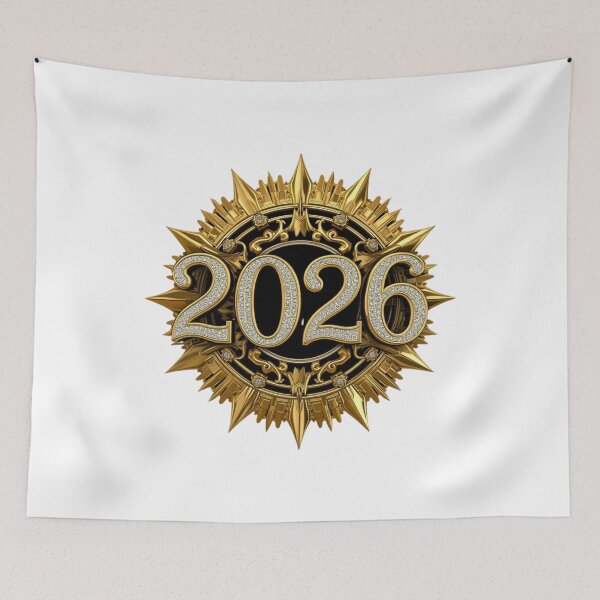 Item preview, Luxury 3D Gold 2026 New Year Diamond Filigree Emblem designed and sold by sa-prints.
