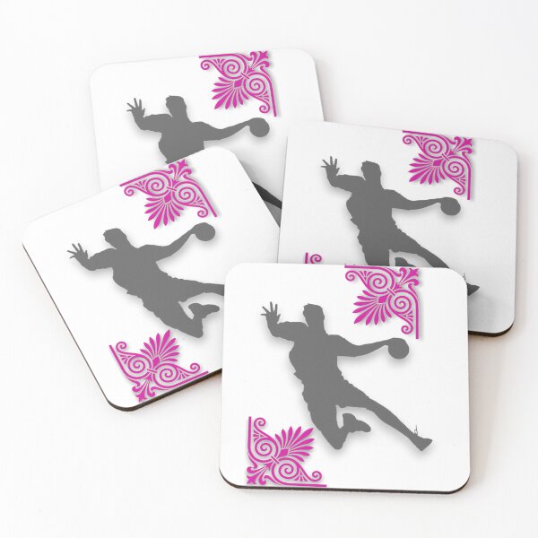 Item preview, Handball Silhouette with Decorative Pink Floral Corners designed and sold by blacK1982White.