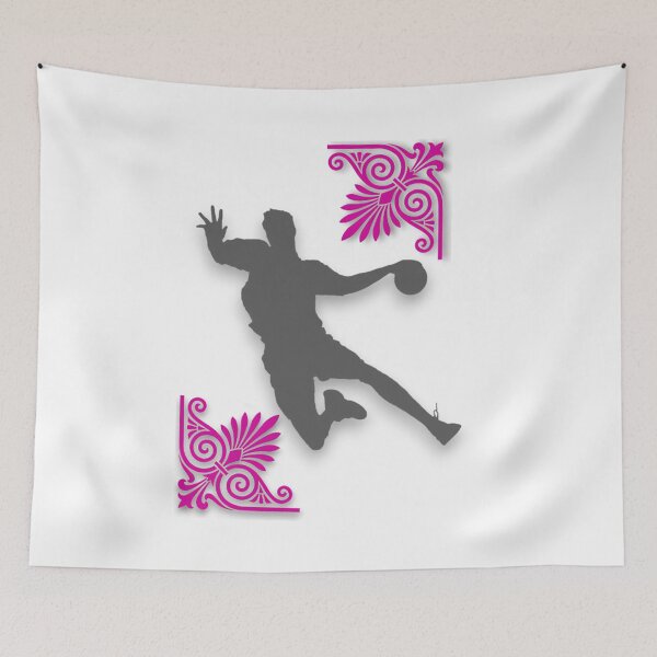 Item preview, Handball Silhouette with Decorative Pink Floral Corners designed and sold by blacK1982White.