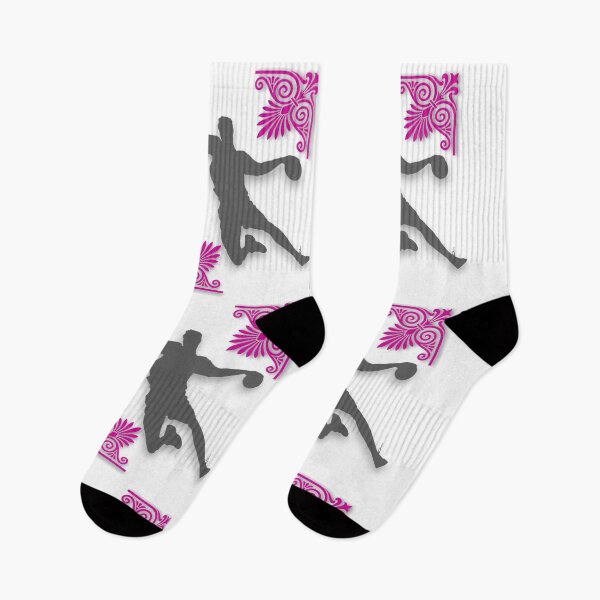 Item preview, Handball Silhouette with Decorative Pink Floral Corners designed and sold by blacK1982White.