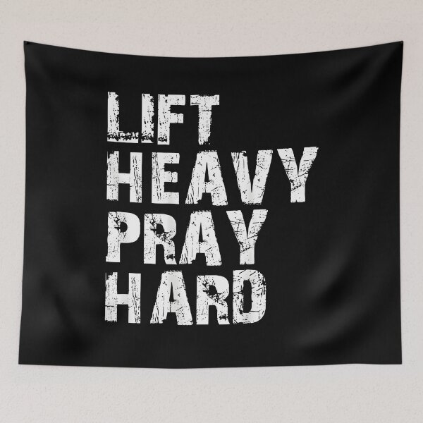 Item preview, Lift Heavy Pray Hard, Gym Faith Religious Workout Lifting designed and sold by ChestOutLoud.