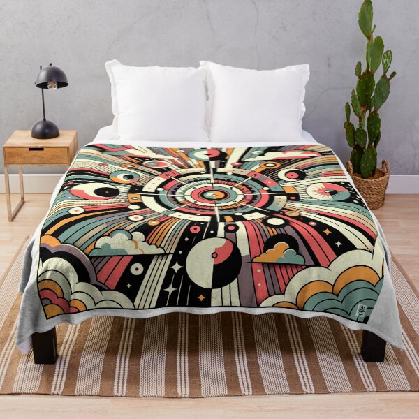 Item preview, Retro Geometric Cosmic Design with Clouds designed and sold by InkSmithery.