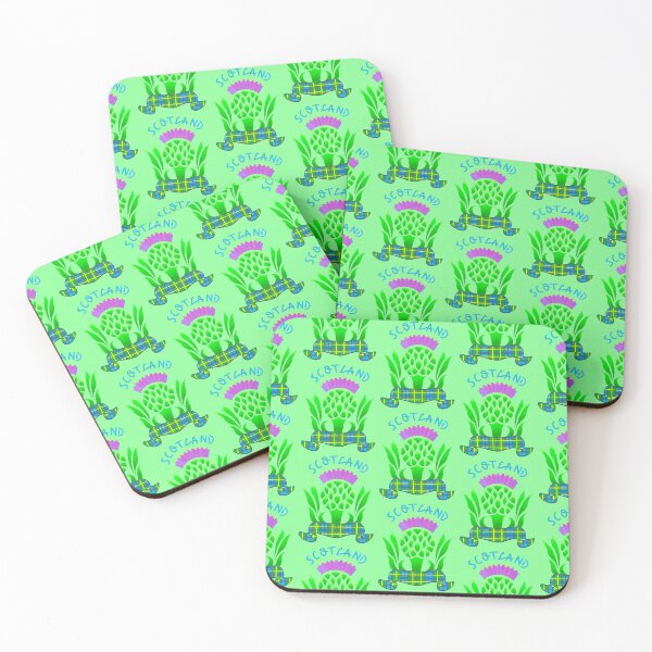Item preview, Colourful Scottish Thistle Design Tartan Ribbon Pastel Green Background Gift  designed and sold by Arniesart85.