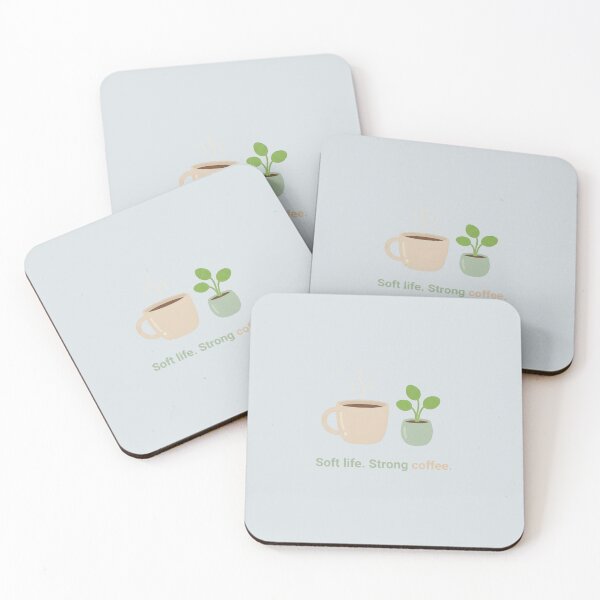 Item preview, Soft Life Aesthetic Strong Coffee Illustration designed and sold by VibeShift Studio.