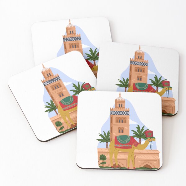 Item preview, Moroccan Camel Illustration – Marrakech Koutoubia Travel Art designed and sold by chanshoping.