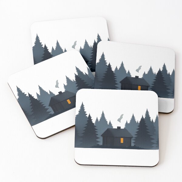Item preview, Quiet Night Forest Cabin Illustration designed and sold by Fernova.