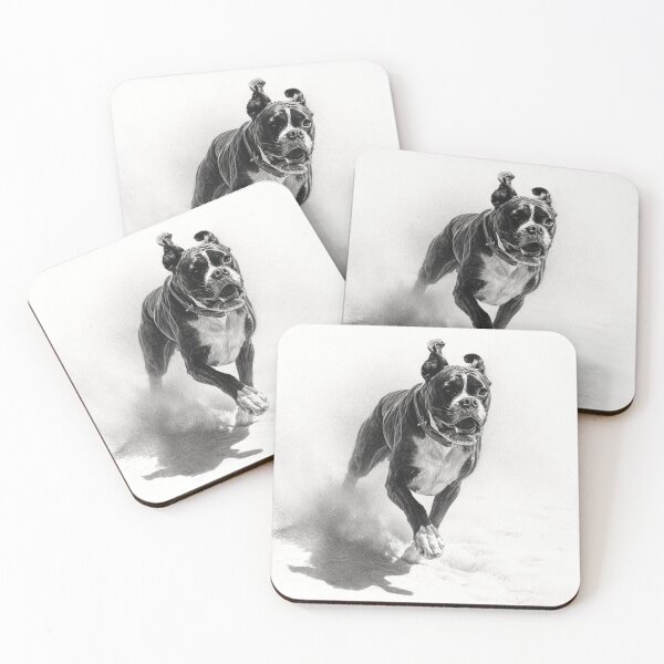 Item preview, A Boxer captured mid-run on a sandy beach, Dogs in Motion designed and sold by CDC40.