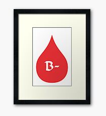Blood Type B- (white/red) Framed Print