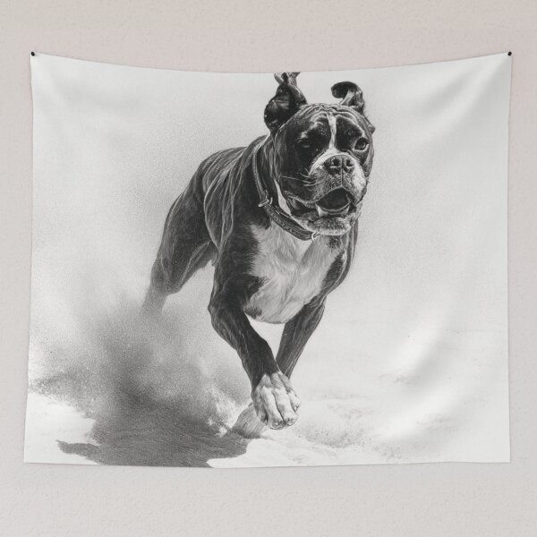 Item preview, A Boxer captured mid-run on a sandy beach, Dogs in Motion designed and sold by CDC40.
