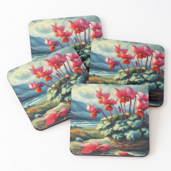 Item preview, Cyclamen in van-Gogh-inspired style – Vibrant Nature Artwork designed and sold by FotoworldEdel.