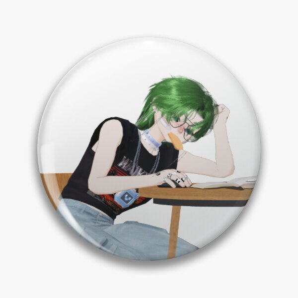 Item preview, green haired anime guy -college designed and sold by VincentMakes-.