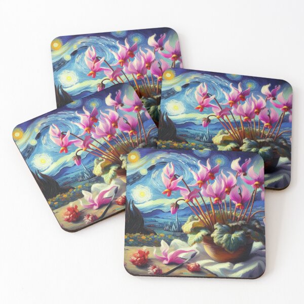Item preview, Cyclamen in van-Gogh-inspired style – Vibrant Nature Artwork designed and sold by FotoworldEdel.