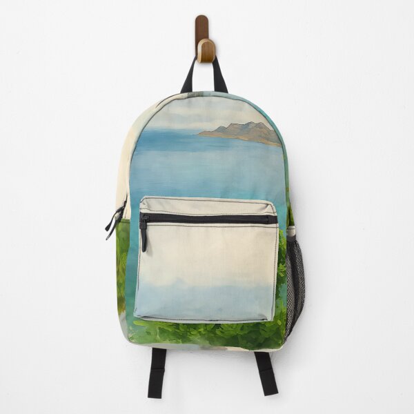 Item preview, Serene Coastal Bay with Mountains – Watercolor Landscape Art designed and sold by M.ALK.Watercolor.