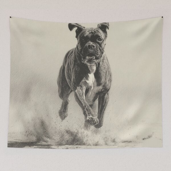 Item preview, A Boxer captured mid-run on a sandy beach, Dogs in Motion designed and sold by CDC40.