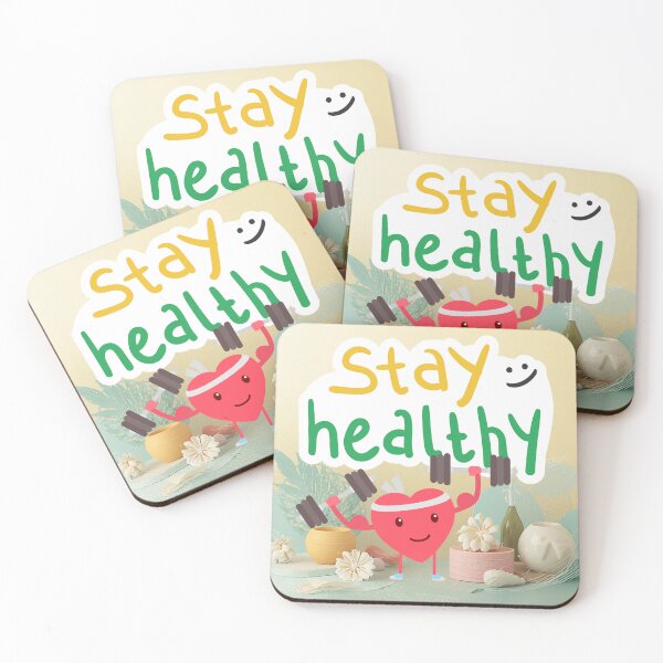 Item preview, Stay Healthy – Cute Heart Fitness Motivation Design designed and sold by GoldenSparkleShop.