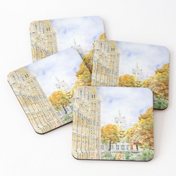 Item preview, watercolour painting Natural History Museum and the V&A Museum in autumn designed and sold by ColorandColor.