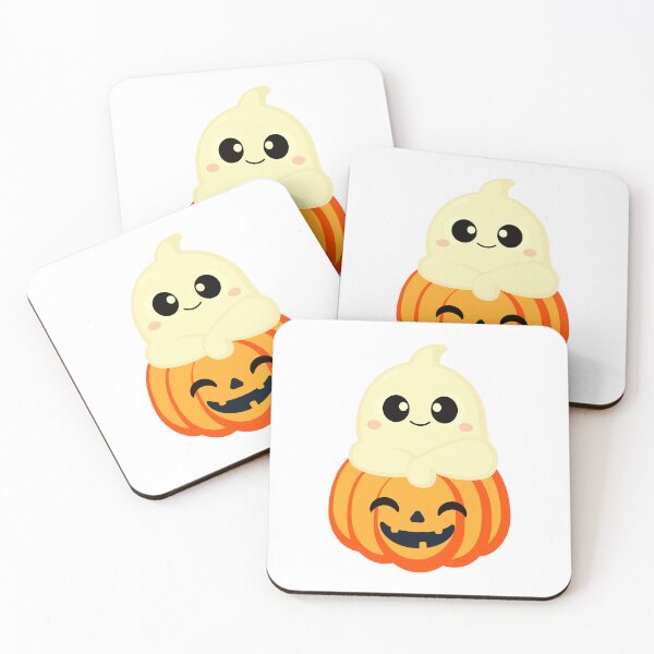 Item preview, Cute Ghost on Pumpkin – Kawaii Halloween Illustration designed and sold by Horrify.