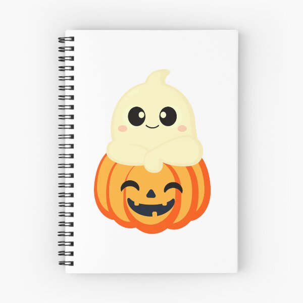 Item preview, Cute Ghost on Pumpkin – Kawaii Halloween Illustration designed and sold by Horrify.