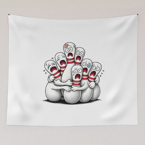 Item preview, Scared Bowling Pins Funny Bowler Cartoon Humor  designed and sold by The Junto Shop.