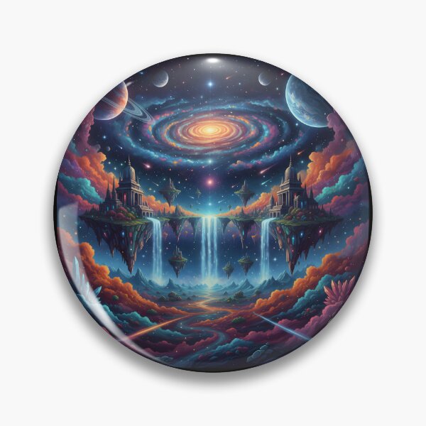 Item preview, Surreal Deep Space Fantasy Landscape With Floating Castles and Celestial Galaxy designed and sold by DrawHandArt.