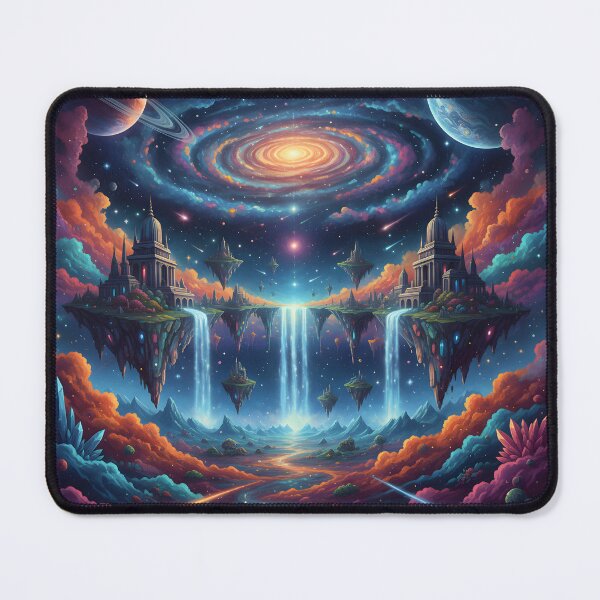 Item preview, Surreal Deep Space Fantasy Landscape With Floating Castles and Celestial Galaxy designed and sold by DrawHandArt.