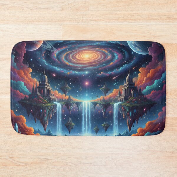 Item preview, Surreal Deep Space Fantasy Landscape With Floating Castles and Celestial Galaxy designed and sold by DrawHandArt.